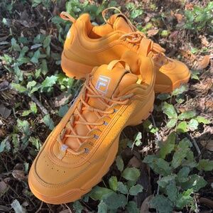 FILA DISRUPTOR II PREMIUM ORANGE LEATHER SHOES